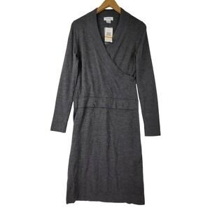 NWT Calvin Klein VTG Graphite Heather Merino Wool Wrap-Style Dress Size Small